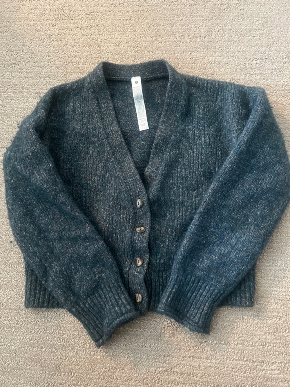 LULULEMON wool blend - button up - color heathered teel shadow size M